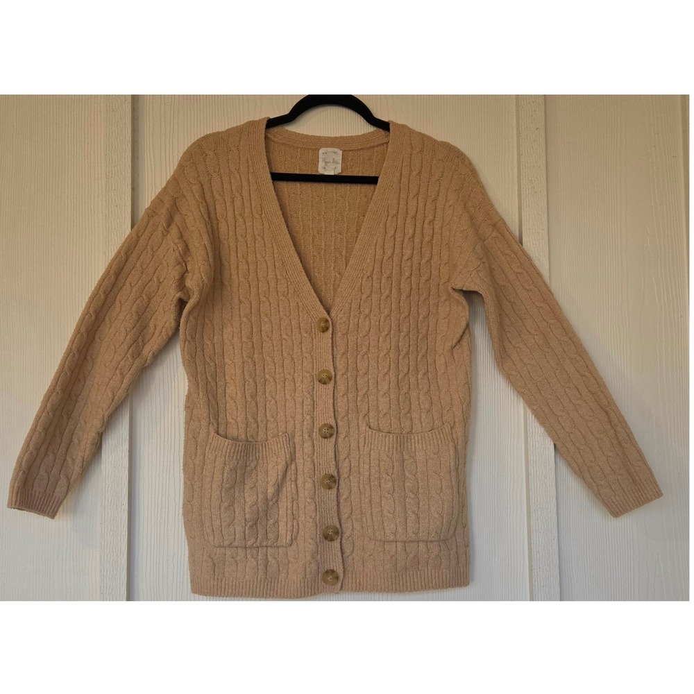 Cable Knit Button Front Cardigan Fisherman Sweater S Preppy Academia Cottage
